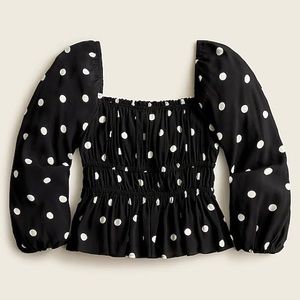 Cropped polka dot blouse